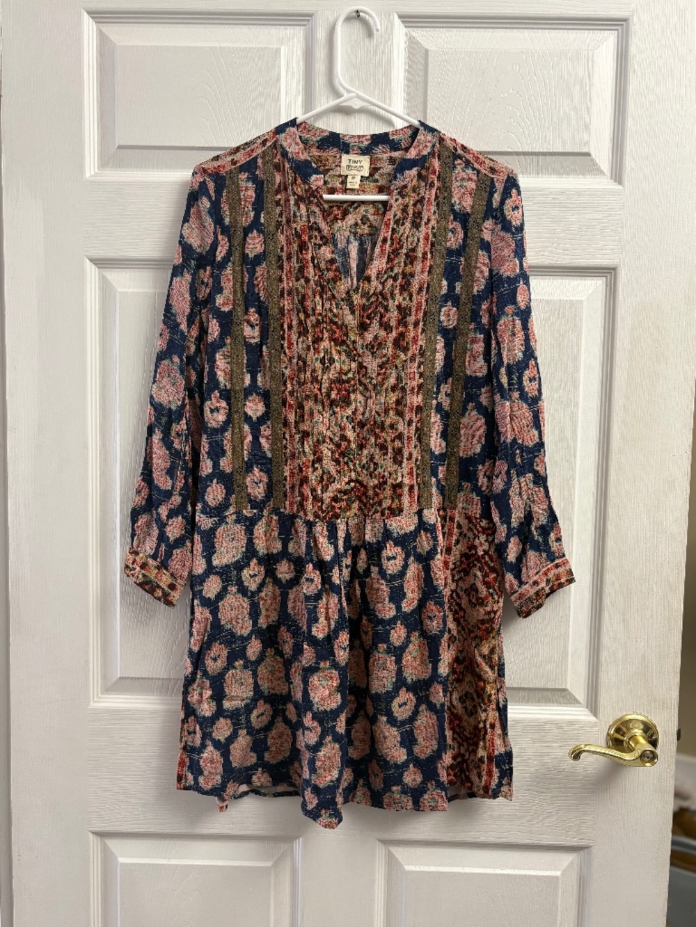 Women's Tiny Petites Boho Pattern Long Sleeve Dress